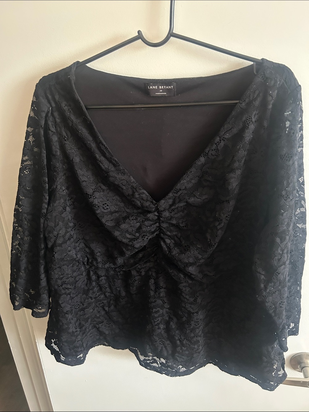 Lane Bryant Black Lace V-Neck Twist Front Blouse - size 20